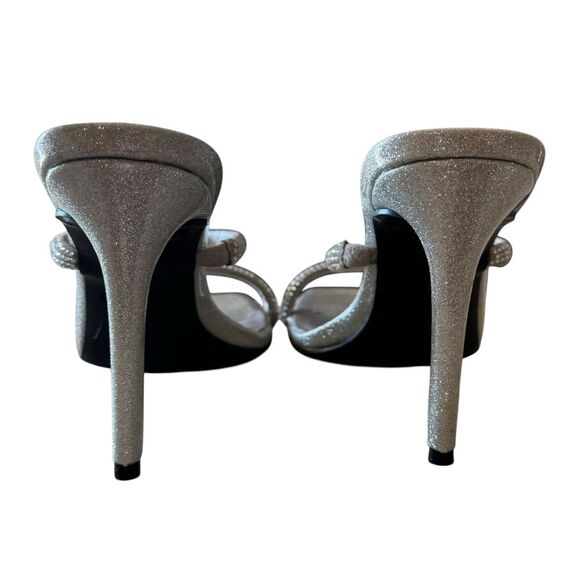Nine West Elegant Silver Rhinestone Strappy Mule High Heel Size 6 1/2 - Picture 5 of 6